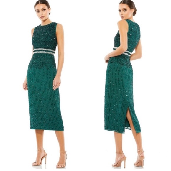 Mac Duggal Sequin Sheath Midi Embellished Sleeveless Green Dress Sz 4 nwot

B15 - Picture 1 of 8